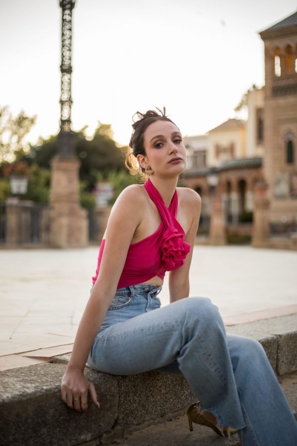 Top Cruzado con flor